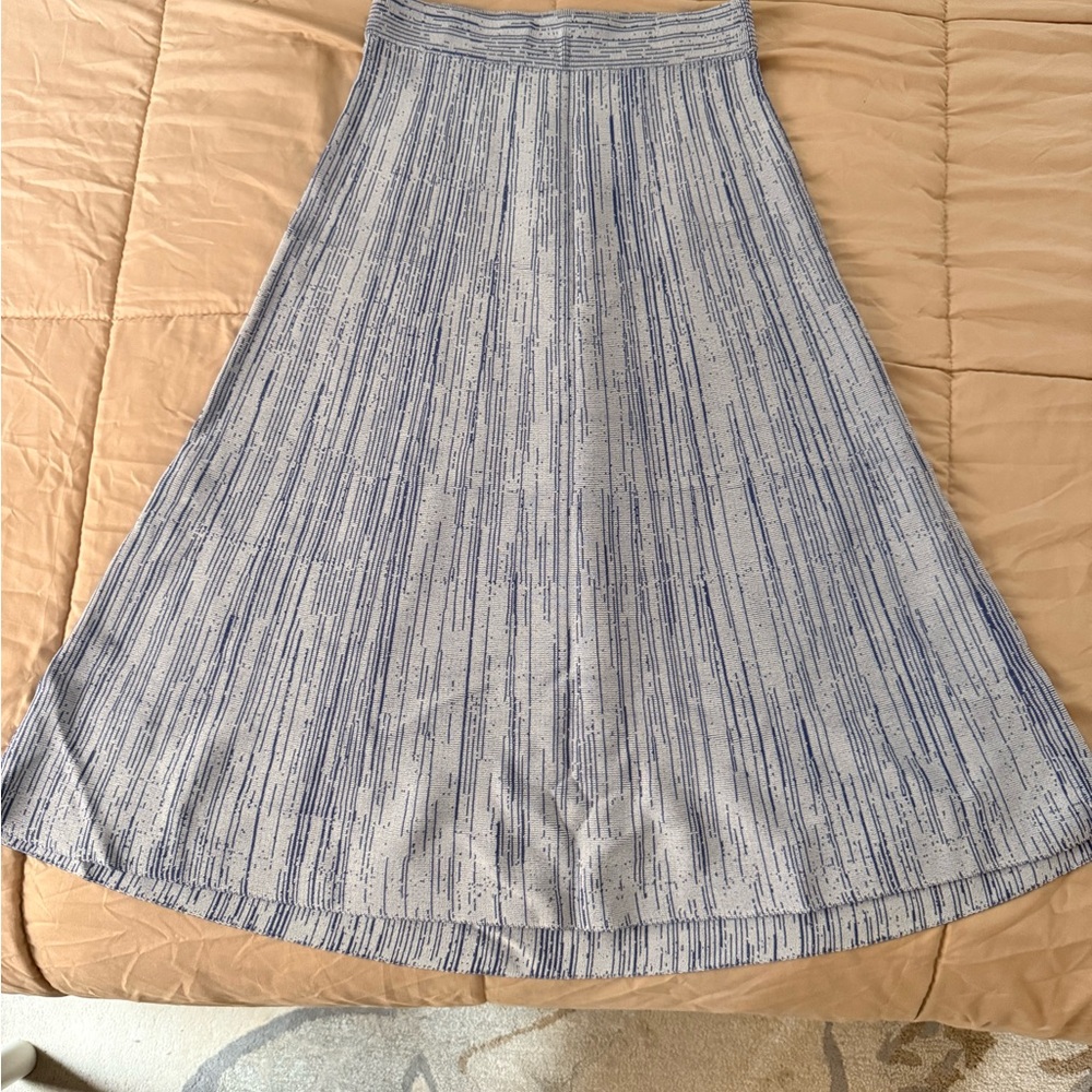 Elegant A-Line Skirt in Blue and White